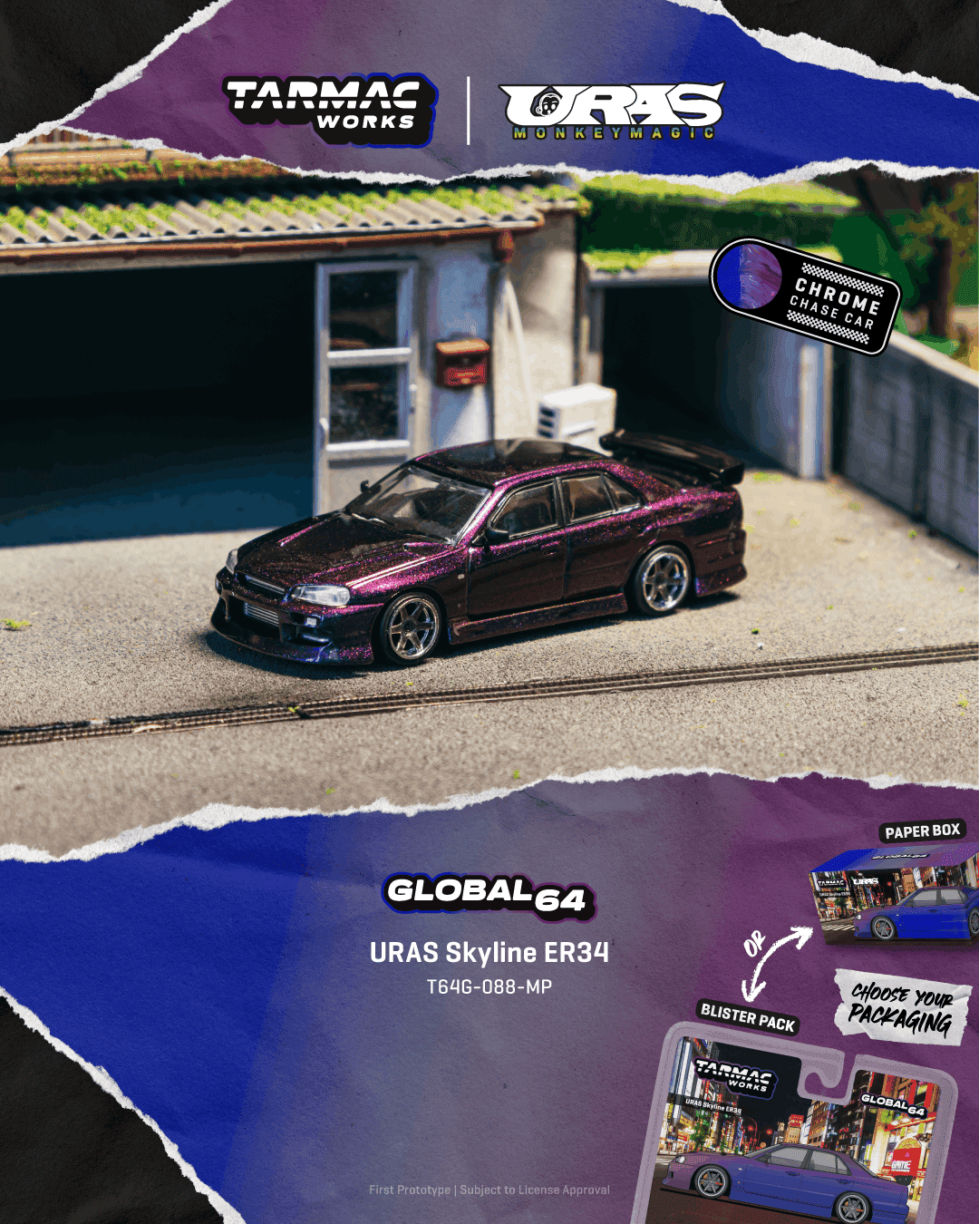 Nissan Skyline GTR (ER34) URAS 2025 midnight purple 1:64 Tarmac
