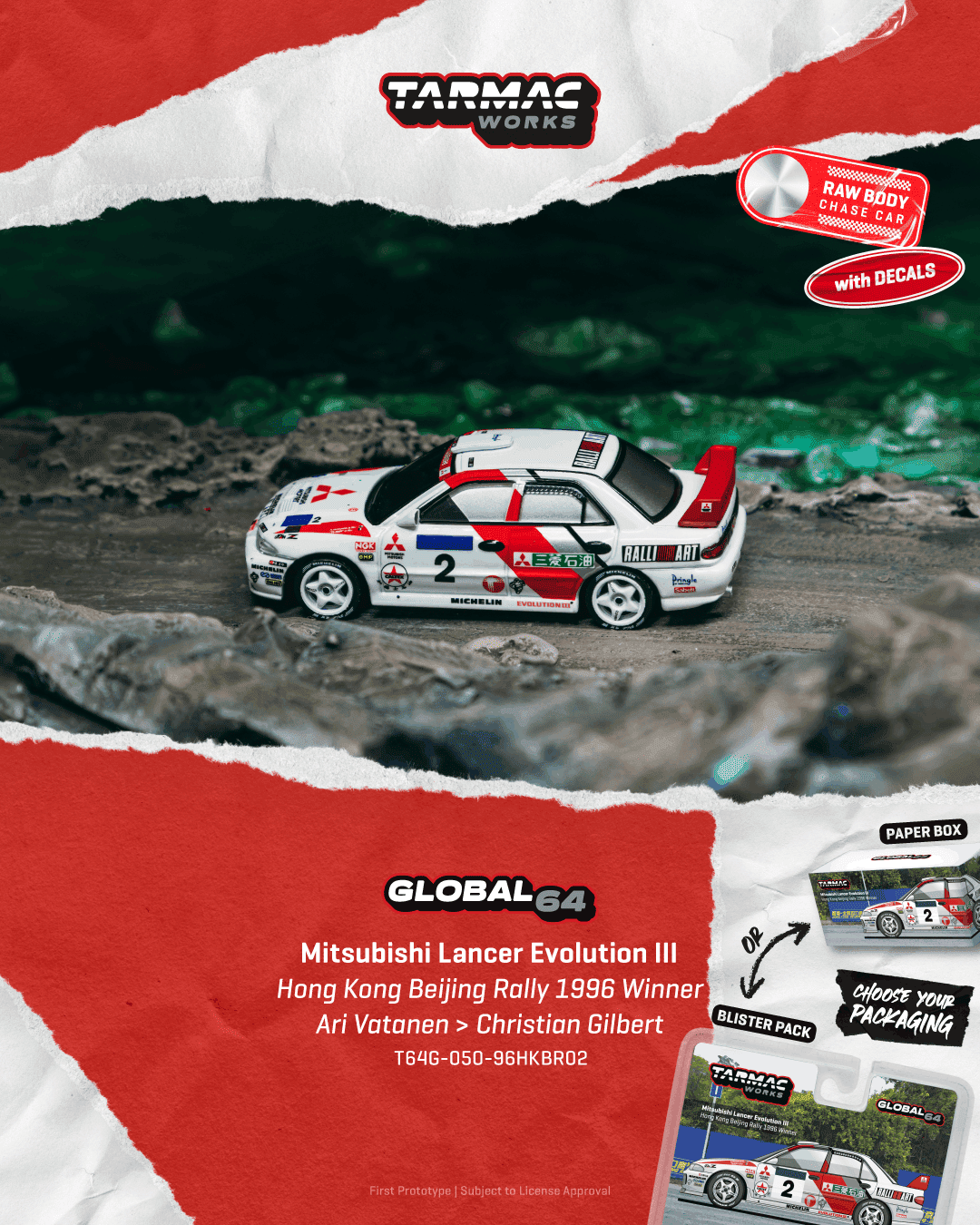 Mitsubishi Lancer EVO III #2 A.Vatanen/Ch.Gilbert Winner Hong Kong Beijing Rally 1996 1:64 Tarmac
