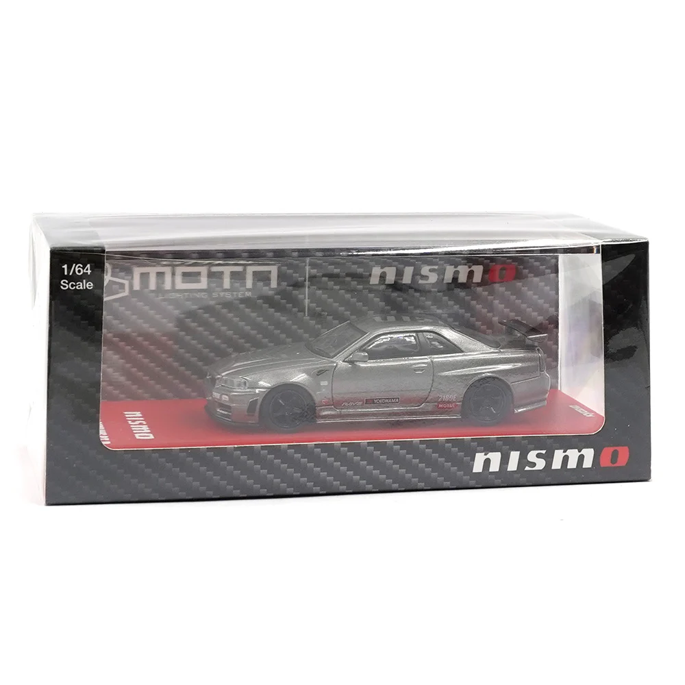 Nissan Skyline GT-R R34 Nismo Gray with led lightning 1:64 Kyosho