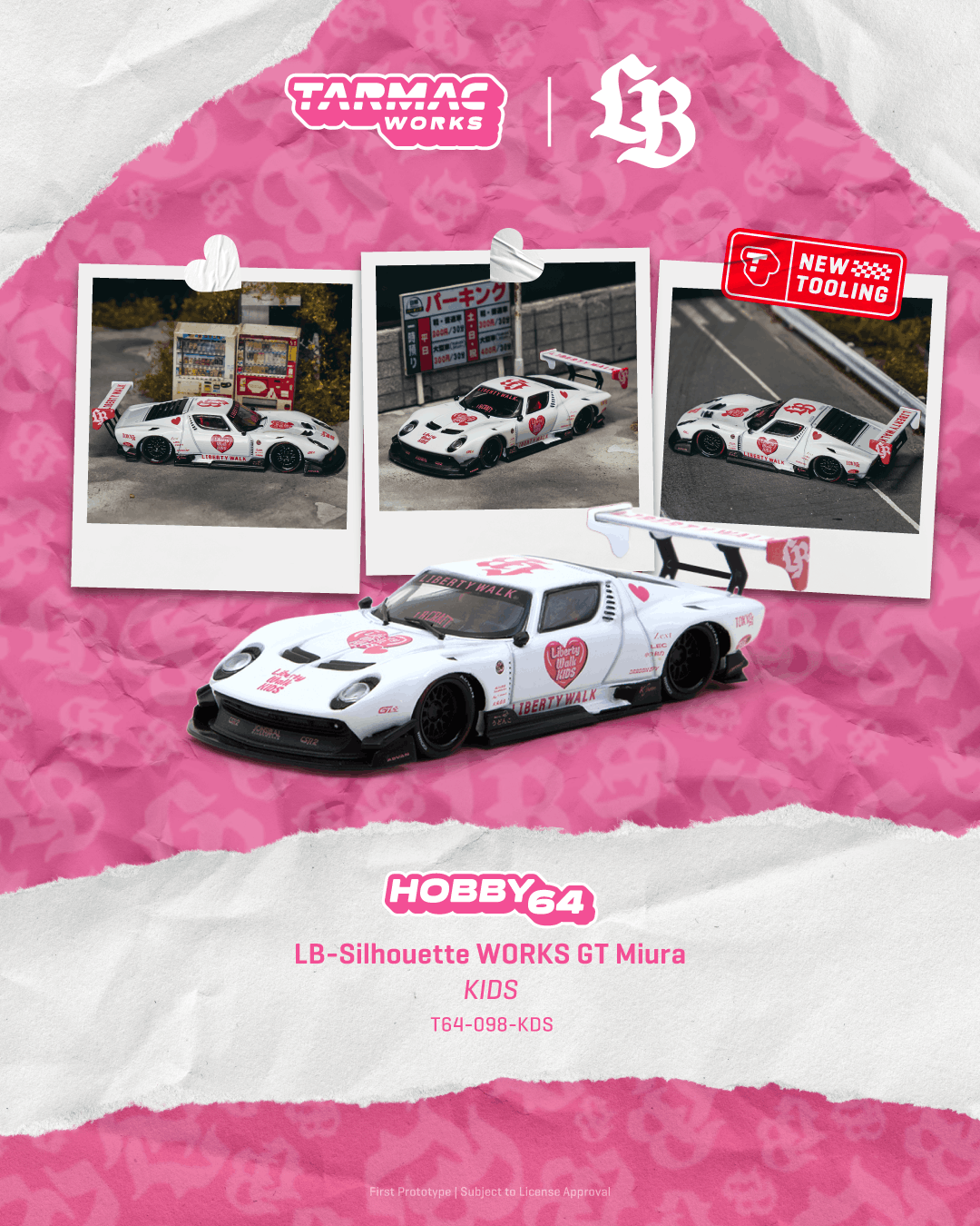 Lamborghini Miura LB-Silhouette Works Kids 2026 white/pink 1:64 Tarmac