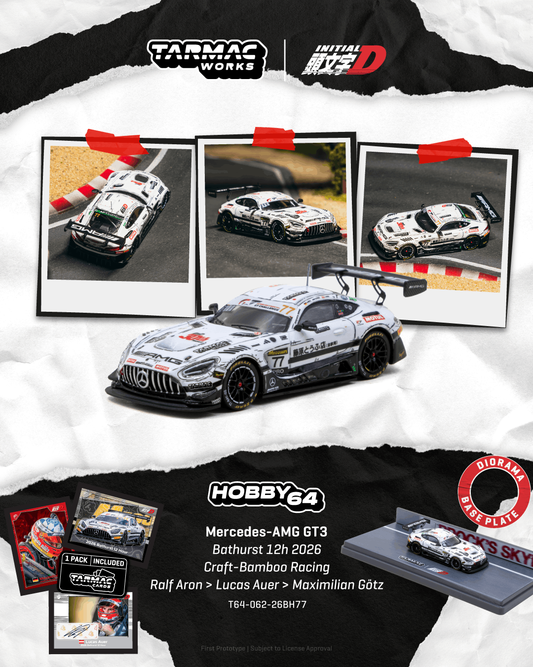 Mercedes-AMG GT3 Craft-Bamboo Racing #77 R.Aron/L.Auer/M.Götz Bathurst 12H 2026 1:64 Tarmac