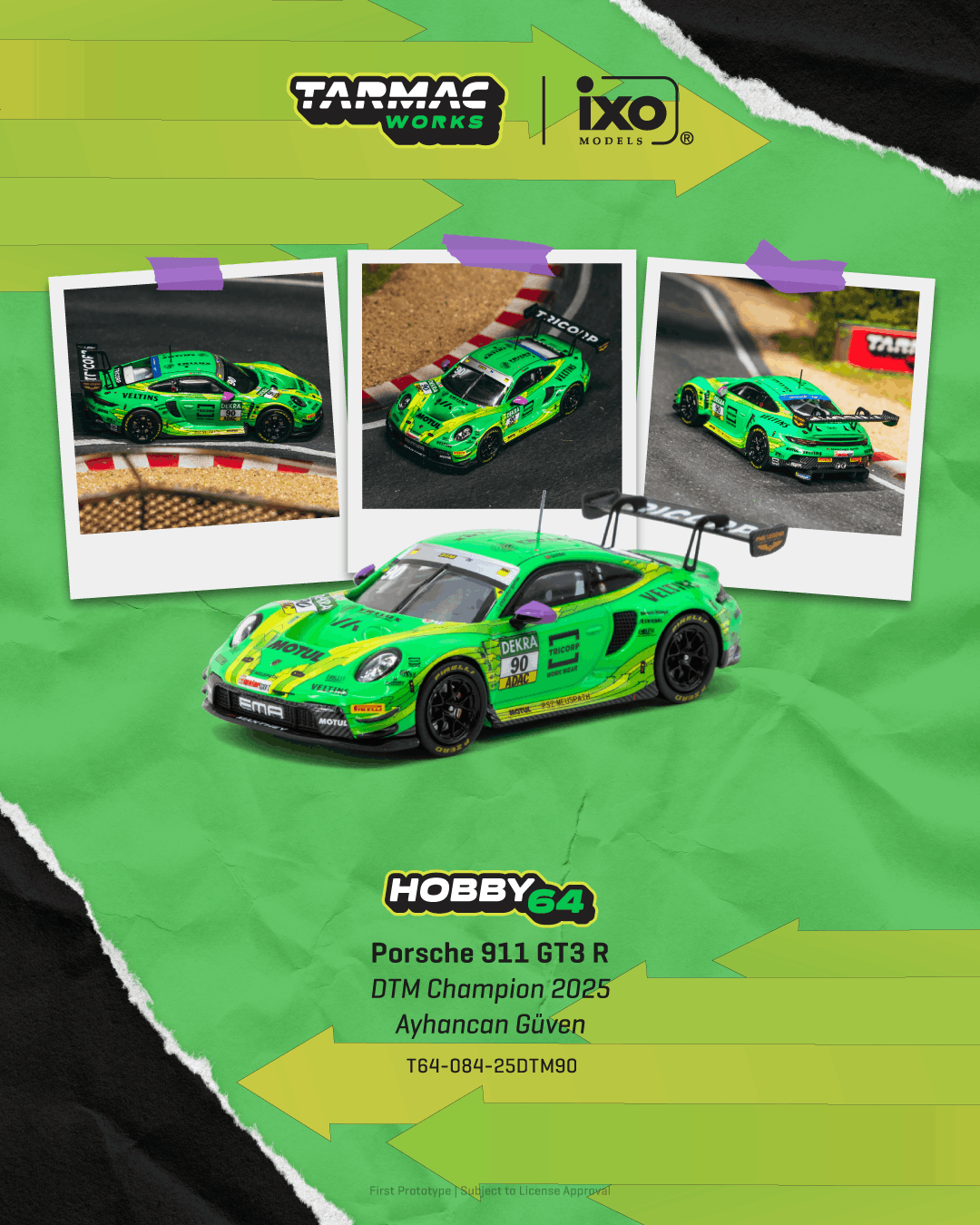 Porsche 911 (992) GT3 R #90 A.Güven DTM Champion 2025 1:64 Tarmac