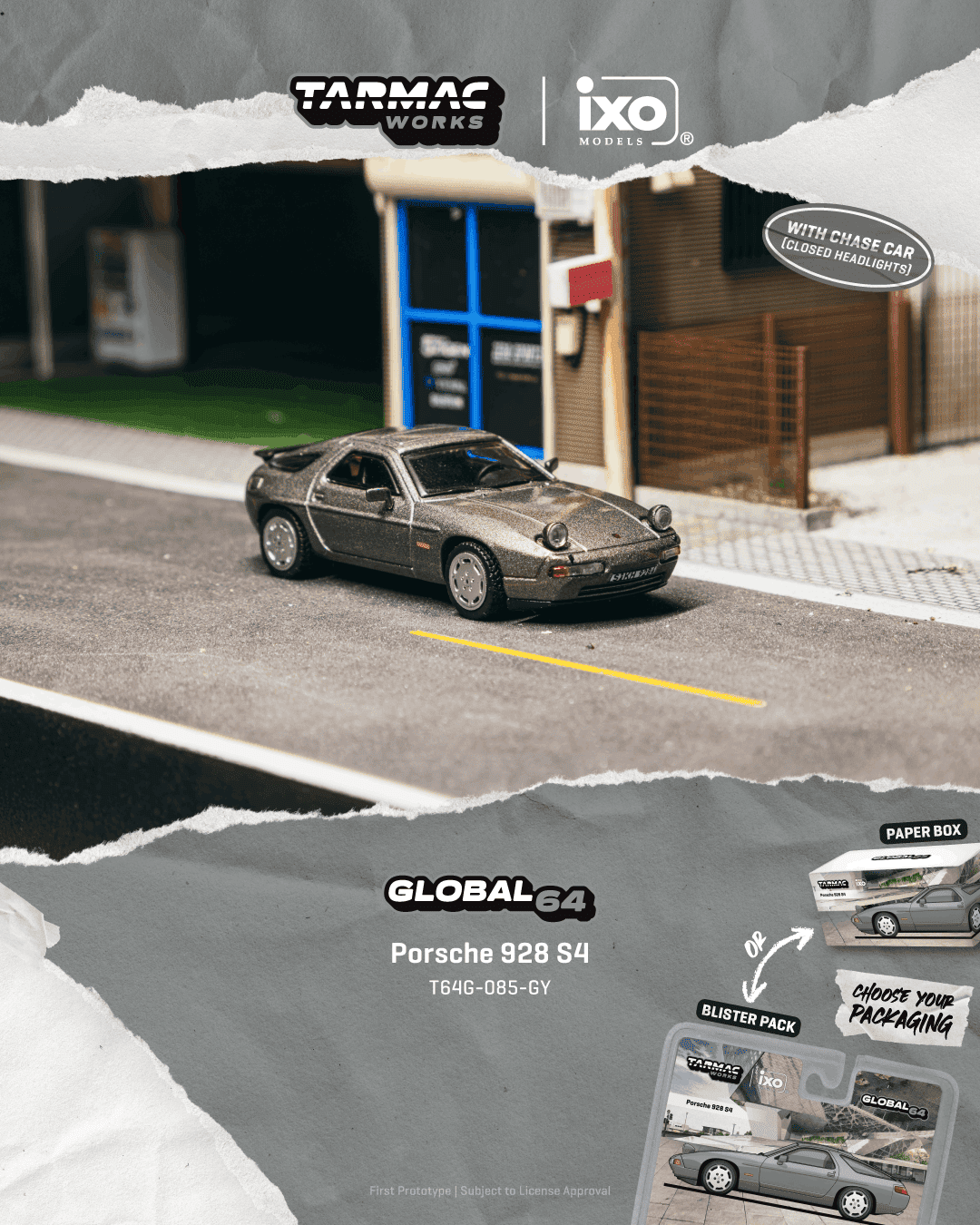 Porsche 928 S4 1992 grey metallic 1:64 Tarmac