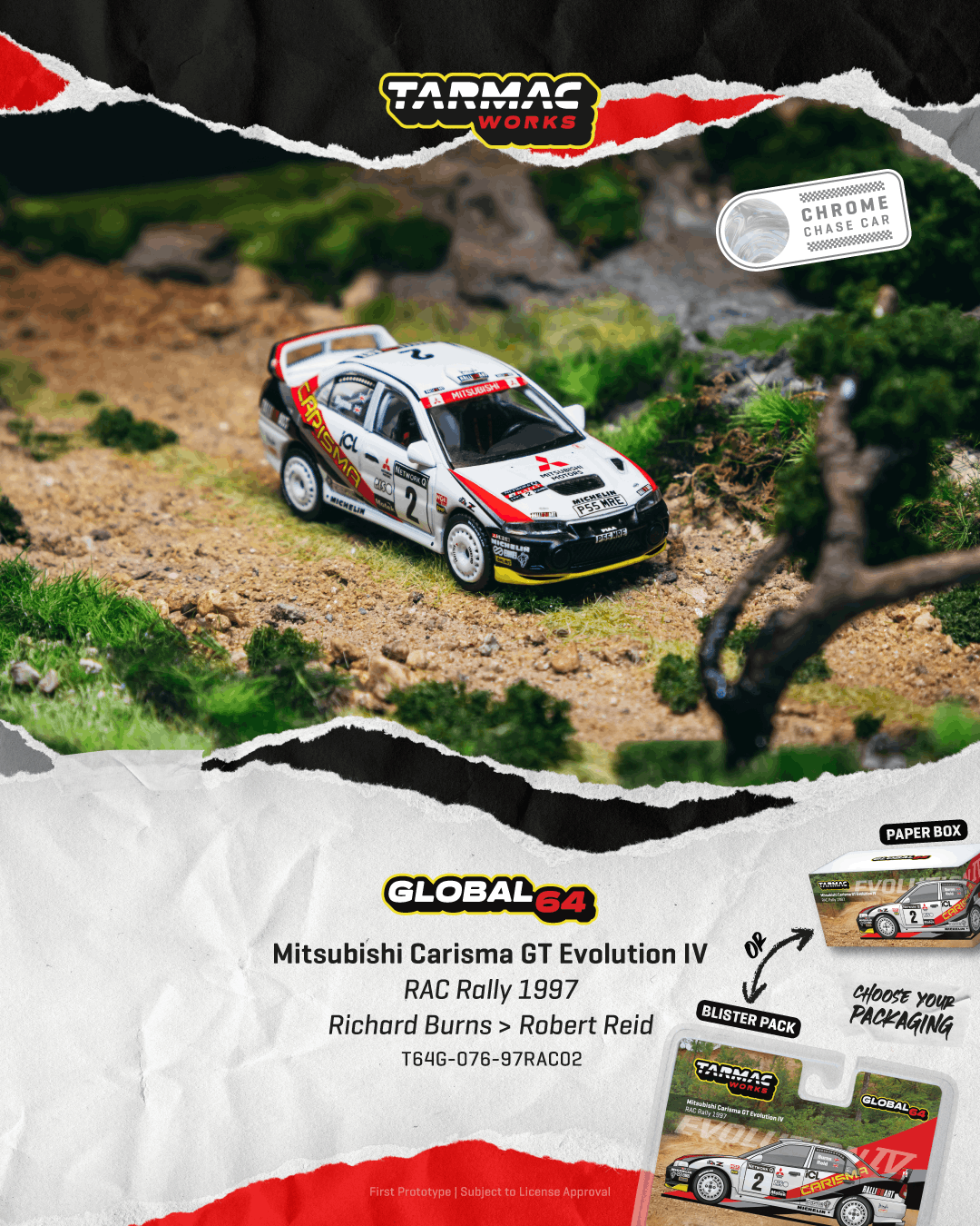 Mitsubishi Carisma GT Evolution IV #2 R.Burns/R.Reid RAC Rally 1997 1:64 Tarmac