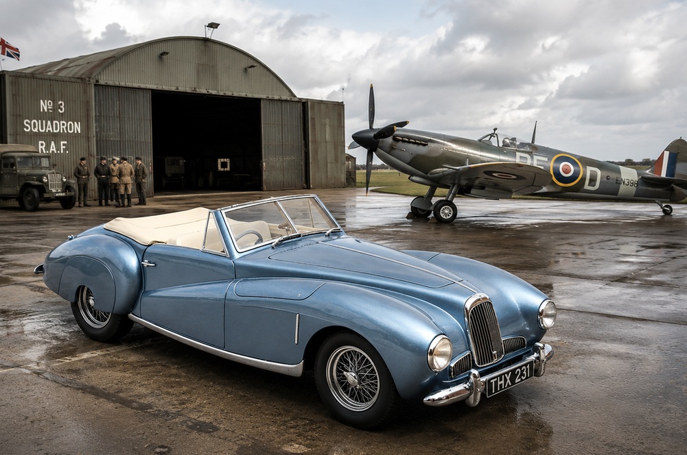 Aston Martin 2L Sports Spider Cabriolet Open 1949 light blue metallic 1:18 Cult Scale Models