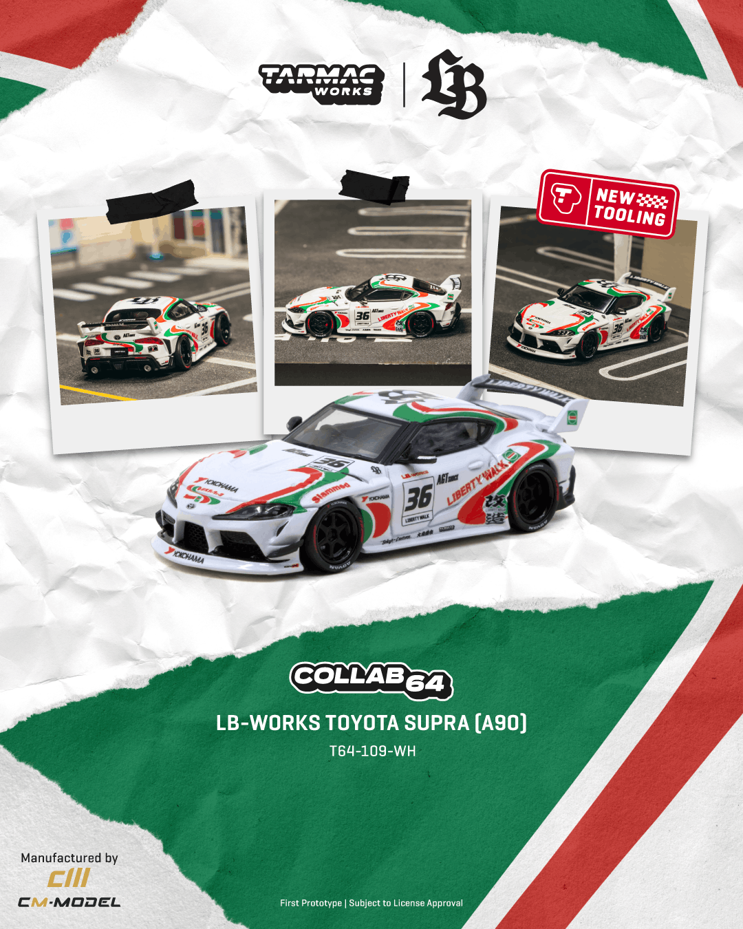 Toyota Supra (A90) LB-Works Castrol Tribute 2024 white/green/red 1:64 Tarmac