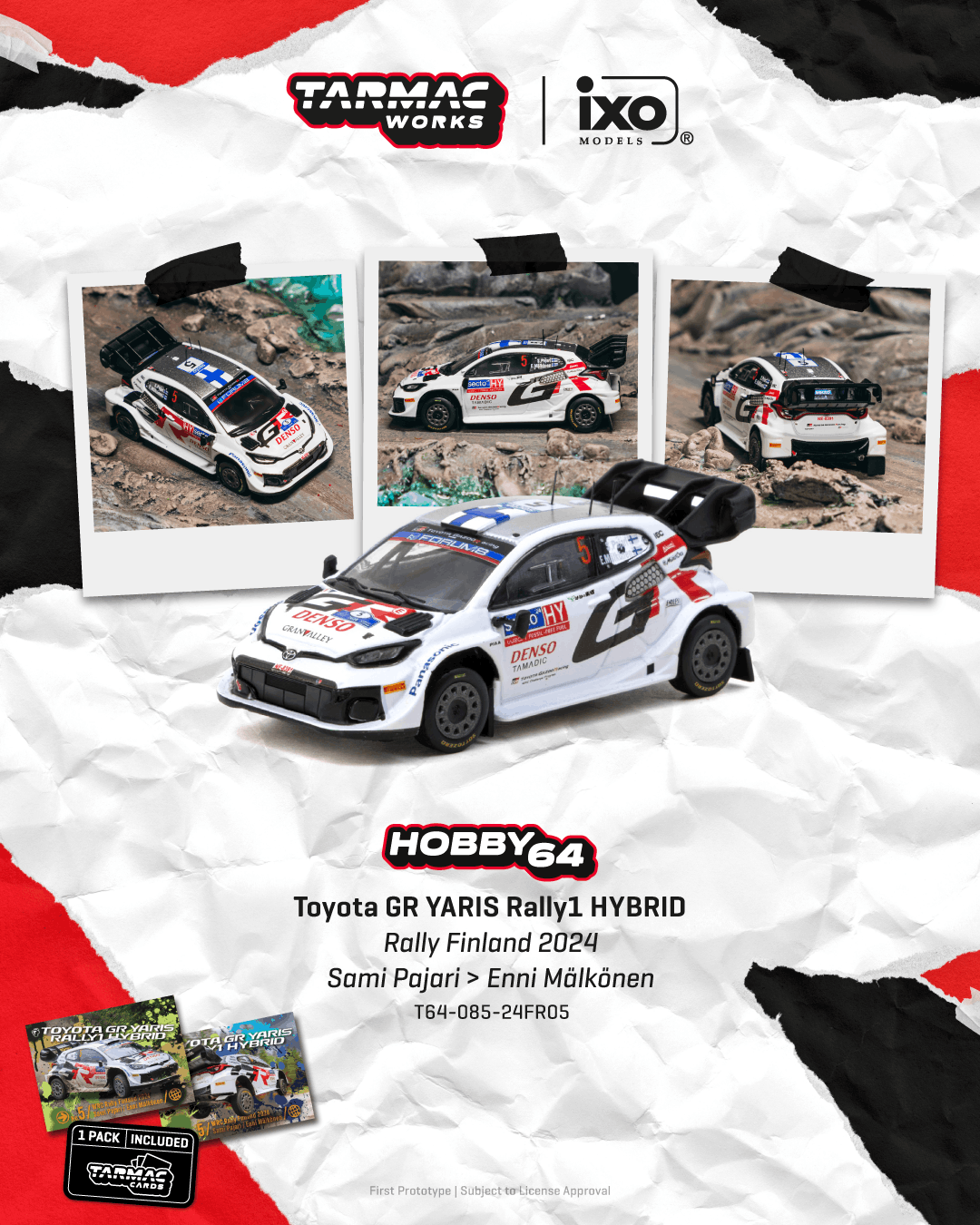 Toyota GR Yaris Rally1 Hybrid Toyota Gazoo Racing WRT #5 S.Pajari/E.Mälkönen Rally Finland 2024 1:64 Tarmac