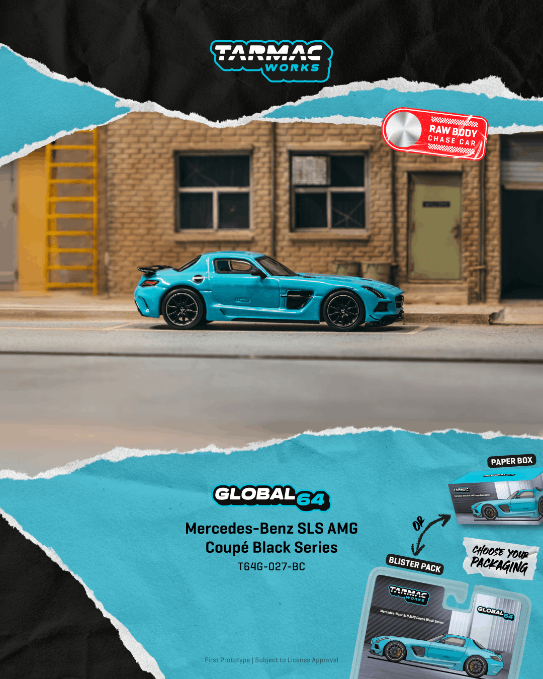 Mercedes-Benz SLS AMG Coupé Black Series baby blue mat 1:64 Tarmac