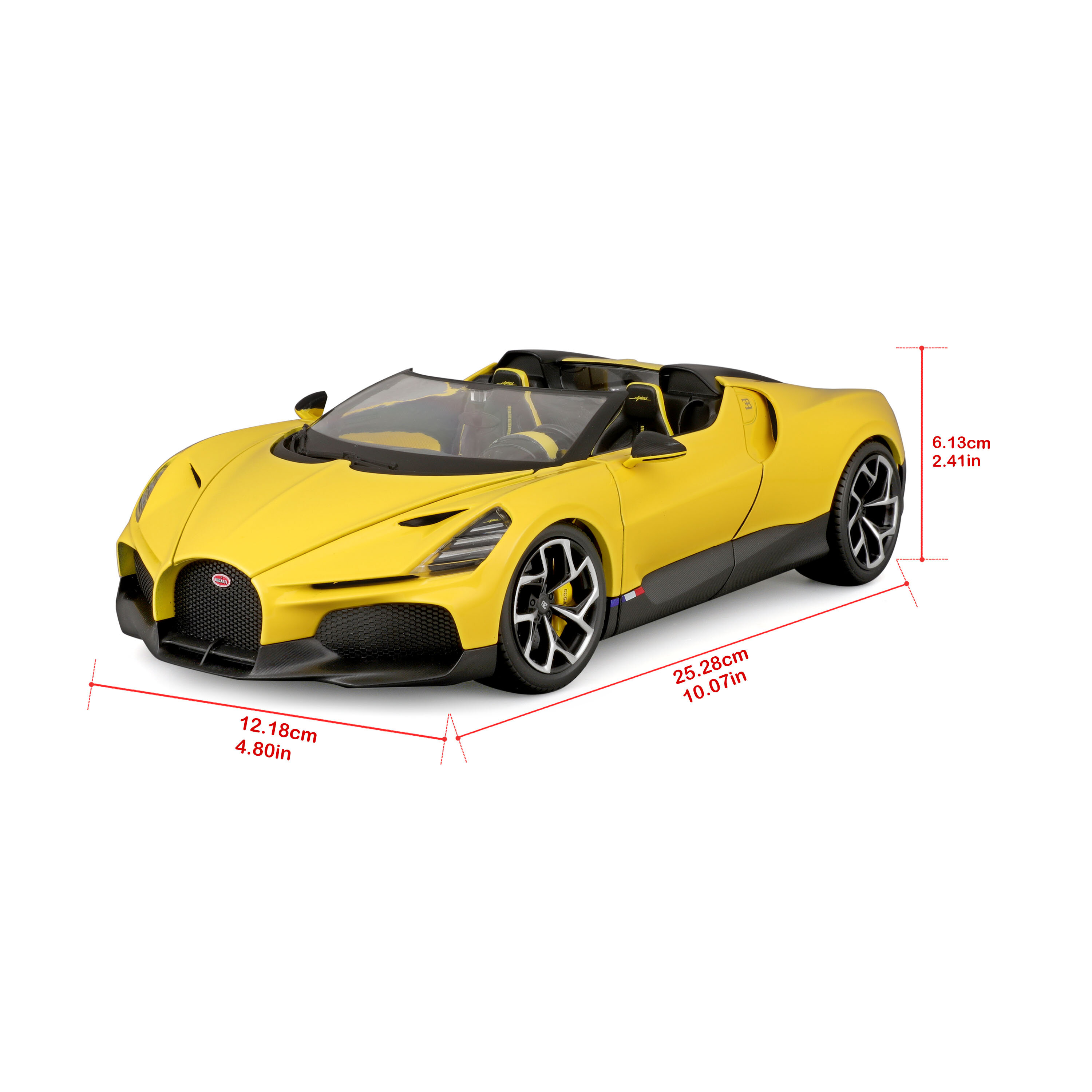 Bugatti W16 Mistral Cabriolet yellow/black 1:18 Bburago