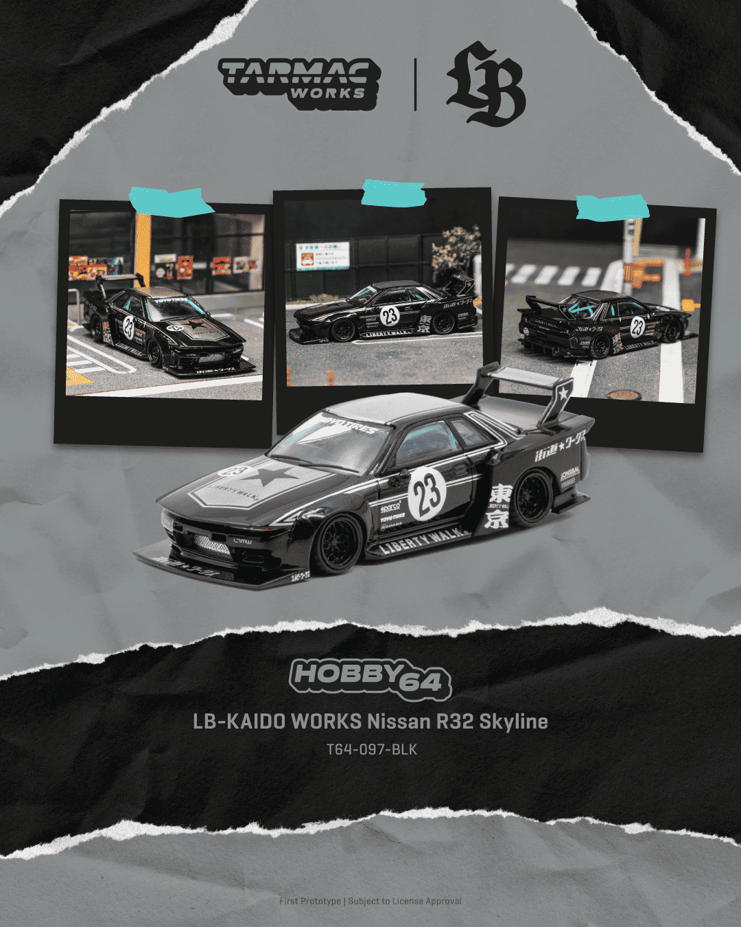 Nissan Skyline (R32) 2025 LB-Kaido Works black 1:64 Tarmac