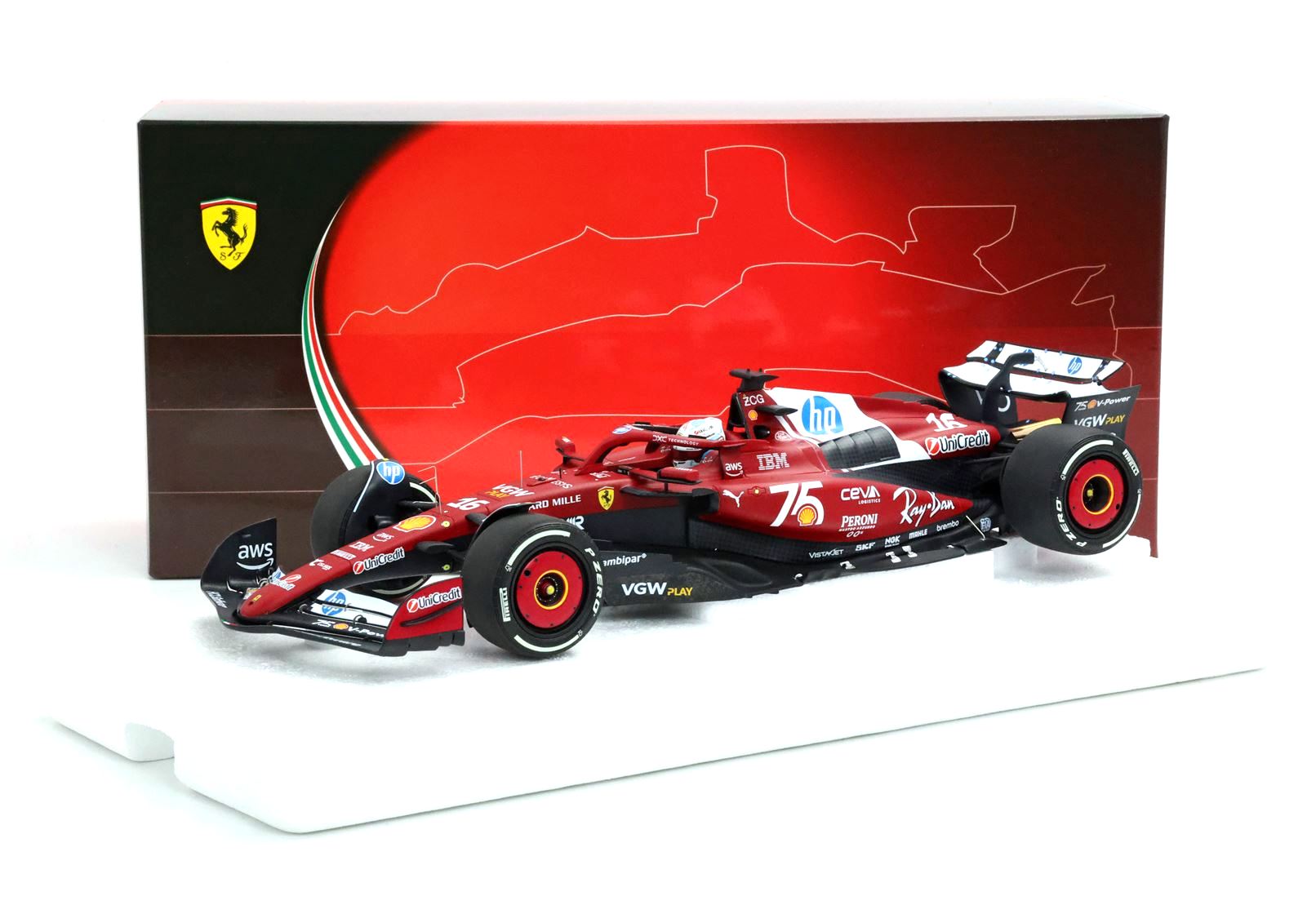 Ferrari SF-25 #16 C.Leclerc 2nd Monaco GP 2025 with Driver Figurine 1:18 B.B.R.