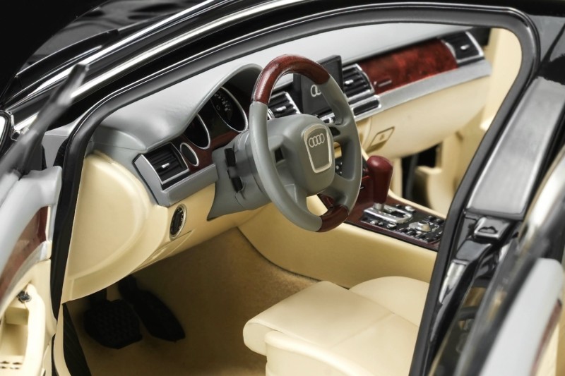 Audi A8L D3 6.0L W12 Quattro 2005 black 1:18 Motorhelix