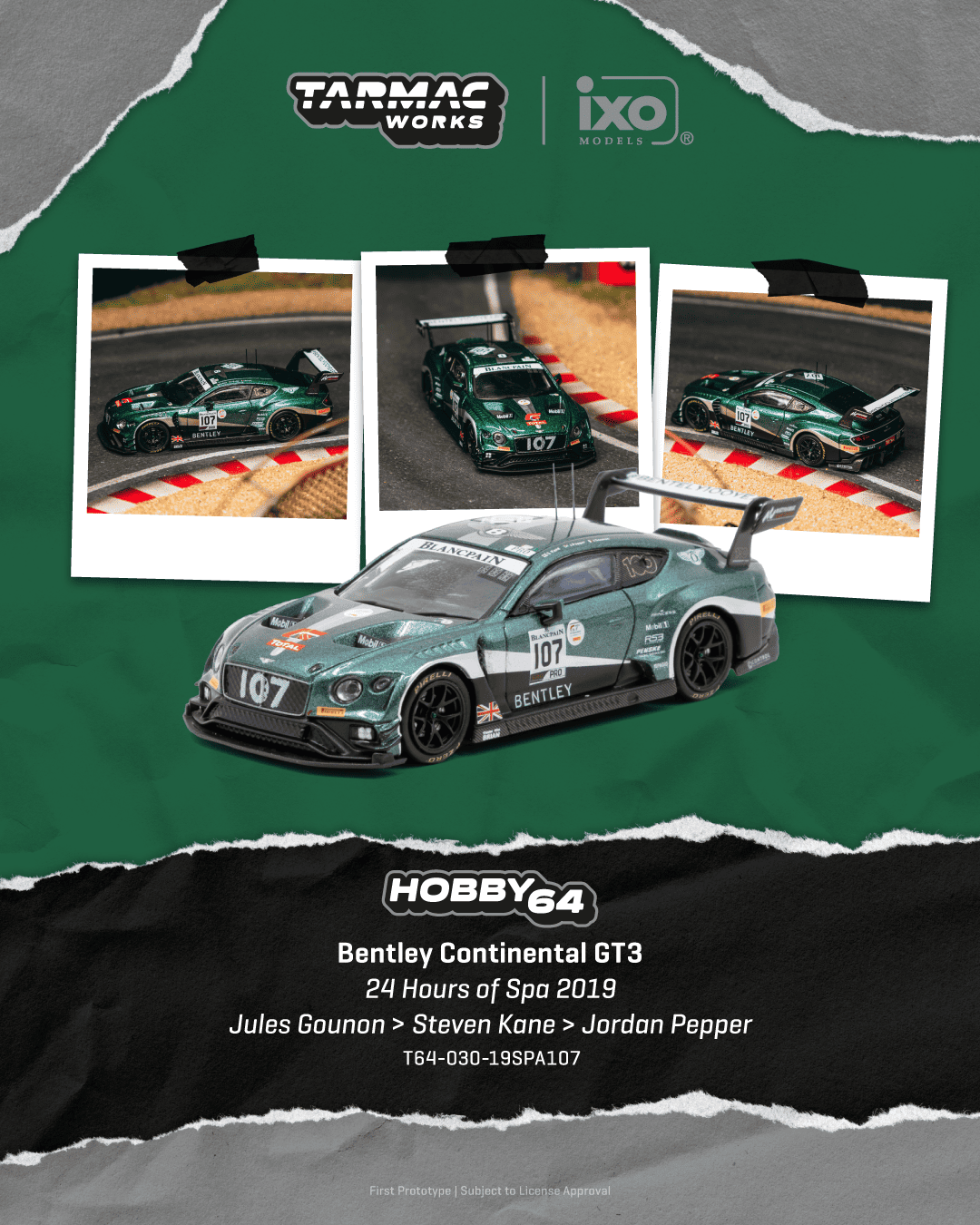 Bentley Continental GT3 Bentley Team M-Sport #107 J.Gounon/S.Kane/J.Pepper 24 Hours Of Spa 2019 1:64 Tarmac
