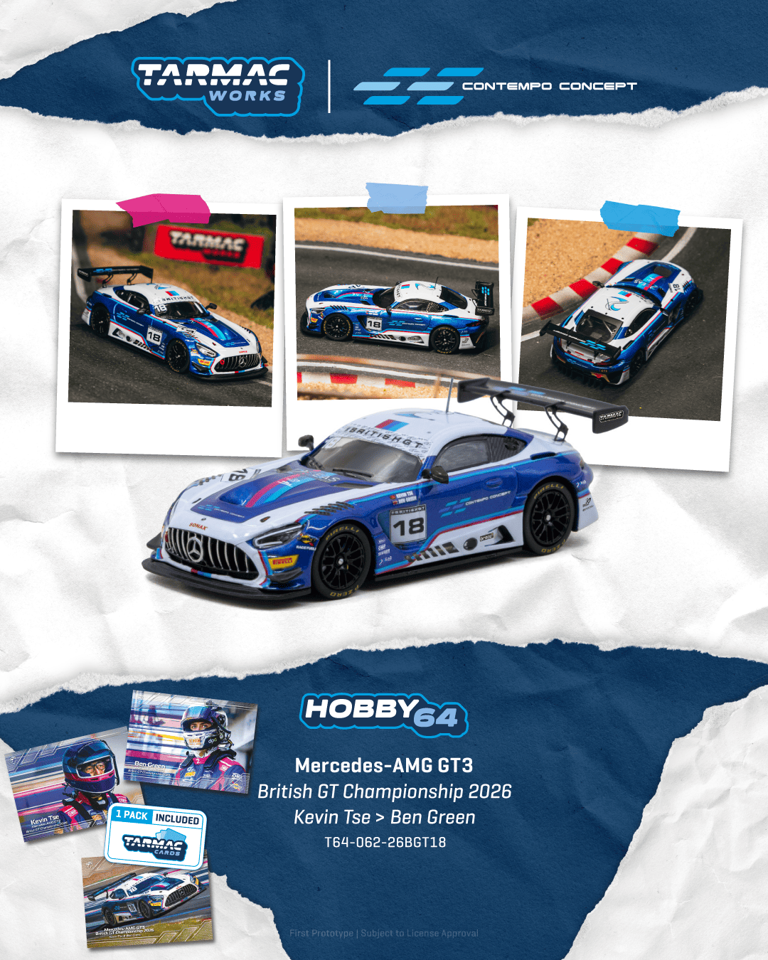 Mercedes-AMG GT3 2 Seas Motorsport #18 K.Tse/B.Green/Ch.Lulham British GT Championship 2026 1:64 Tarmac