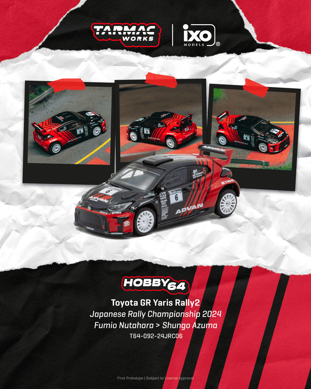 Toyota GR Yaris Rally2 Nutahara Rally Team #6 F.Nutahara/S.Azuma Japanese Rally Championship 2024 1:64 Tarmac