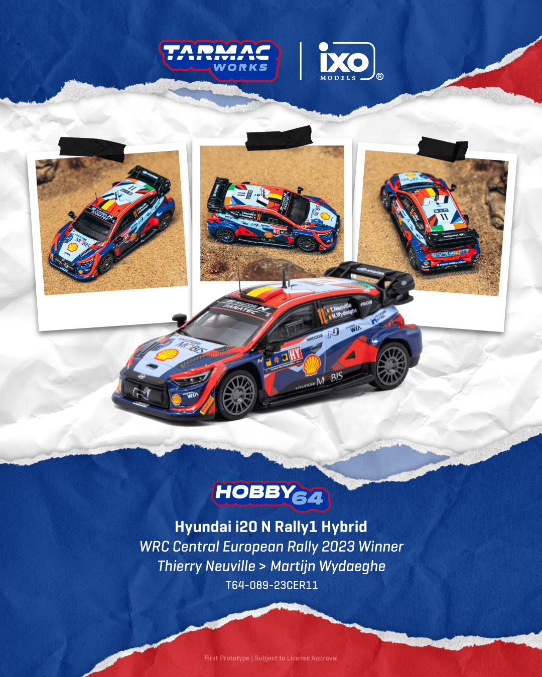 Hyundai i20 N Rally1 Hybrid Hyundai Shell Mobis WRT #11 T.Neuville/M.Wydaeghe Winner WRC Central European Rally 2023 1:64 Tarmac