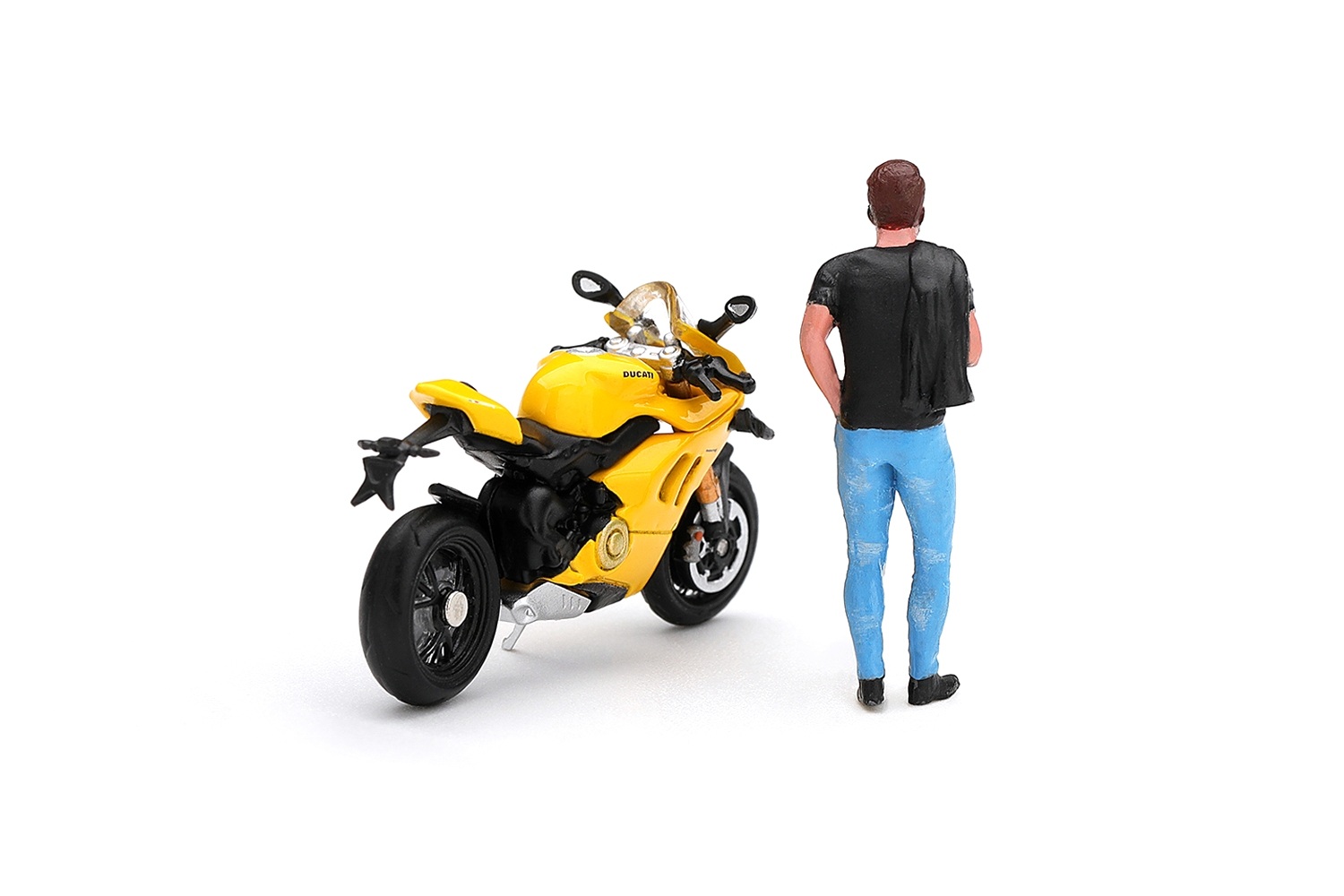 Ducati Panigale V4 S W/ Figure giallo 1:64 Mini GT