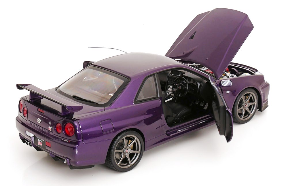 Nissan Skyline GT-R R34 V-Spec II 2001 OEM Rims purple metallic 1:12 KK Scale