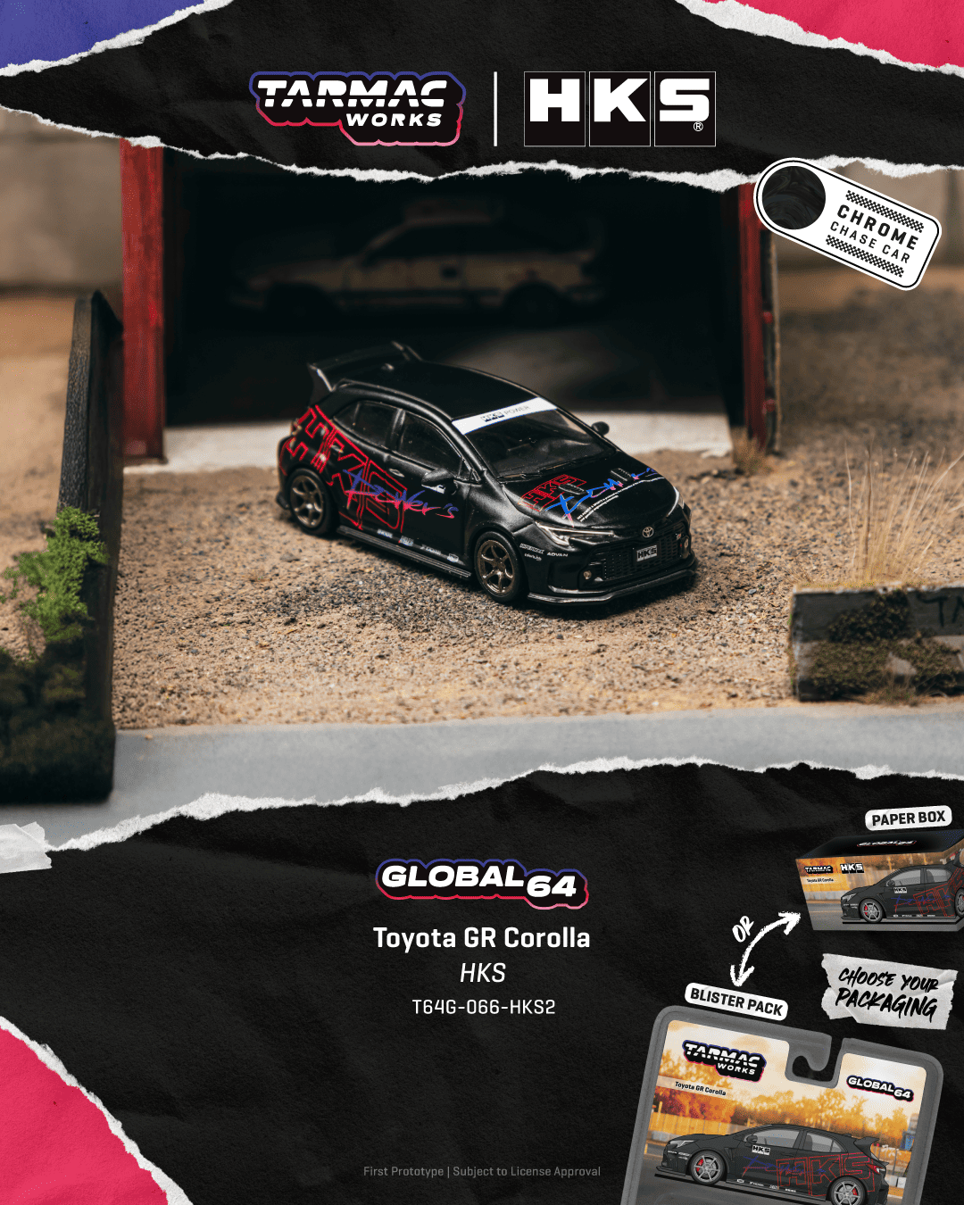 Toyota Corolla GR 2025 *HKS* chrome black 1:64 Tarmac