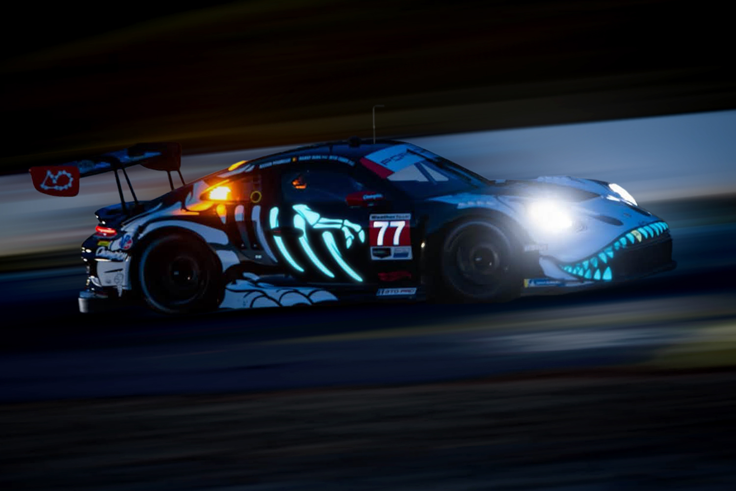 Porsche 911 (992) GT3 AO Racing #77 N.Tandy/H.King/A.Picariello *Skeleton Rexy* IMSA Petit Le Mans 2026 1:64 Mini GT