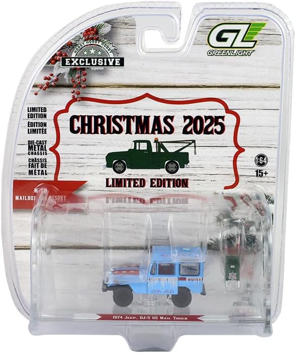 Jeep DJ-5 1974 U.S Mail Truck With Mailbox Accessory *Christmas 2025 Edition* 1:64 Greenlight