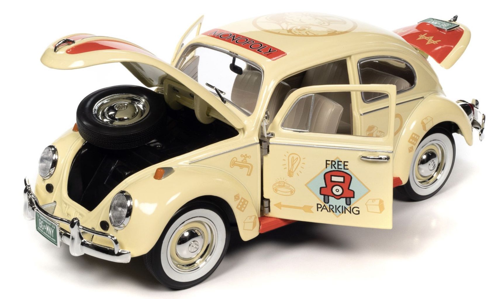 Volkswagen Beetle Monopoly Free Parking 1963 yellow 1:18 Auto World