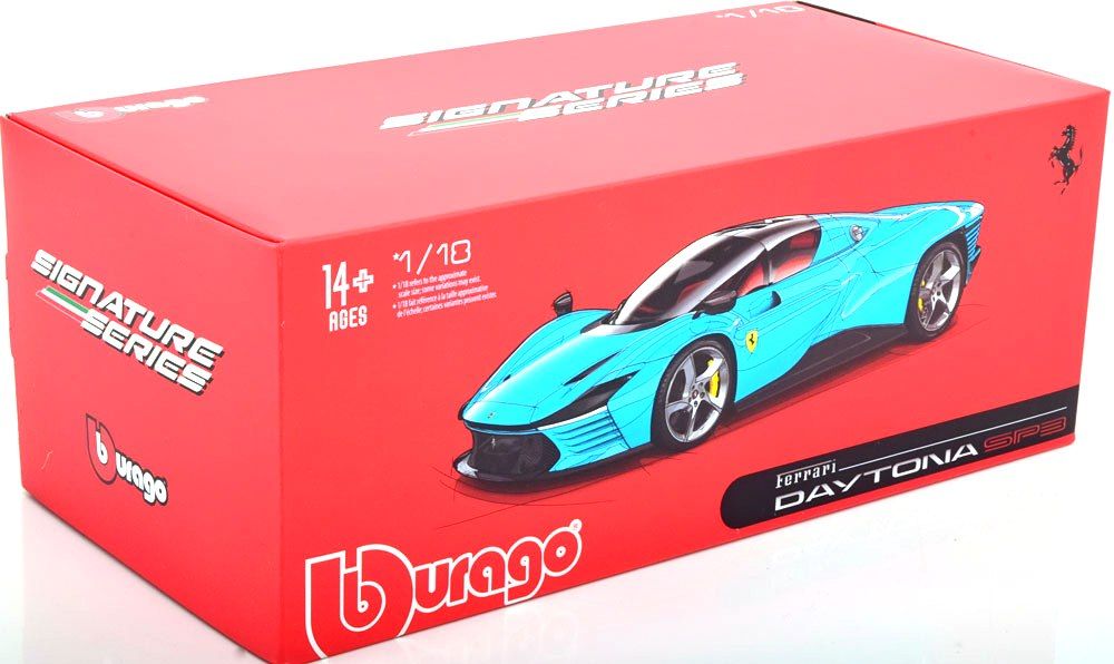 Ferrari Daytona SP3 Closed Roof 2022 baby blue 1:18 Bburago