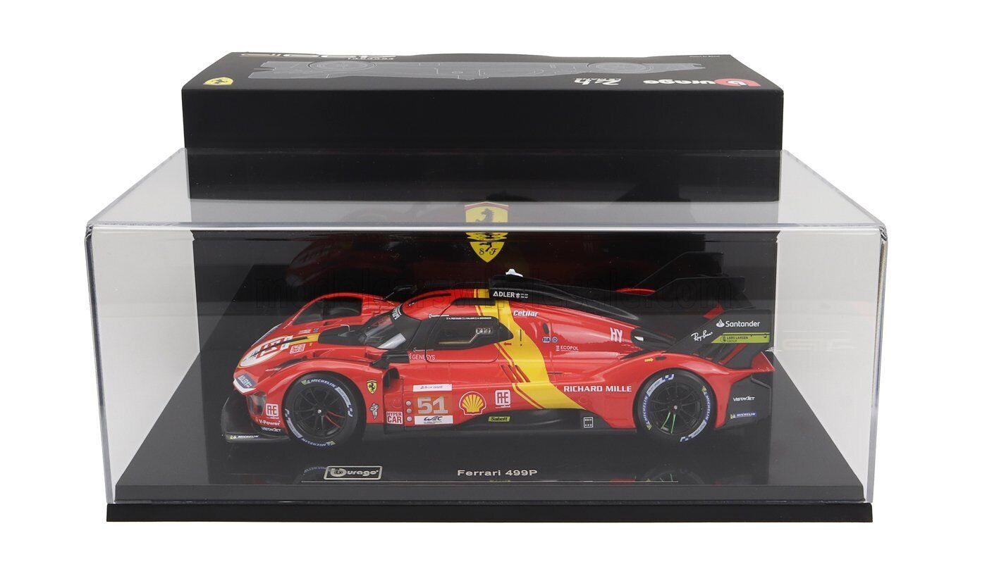 Ferrari 499P 3.0L Turbo V6 Team Ferrari AF Corse #51 Pier Guidi/Calado/Giovinazzi Winner 24H Le Mans 2023 1:18 Bburago