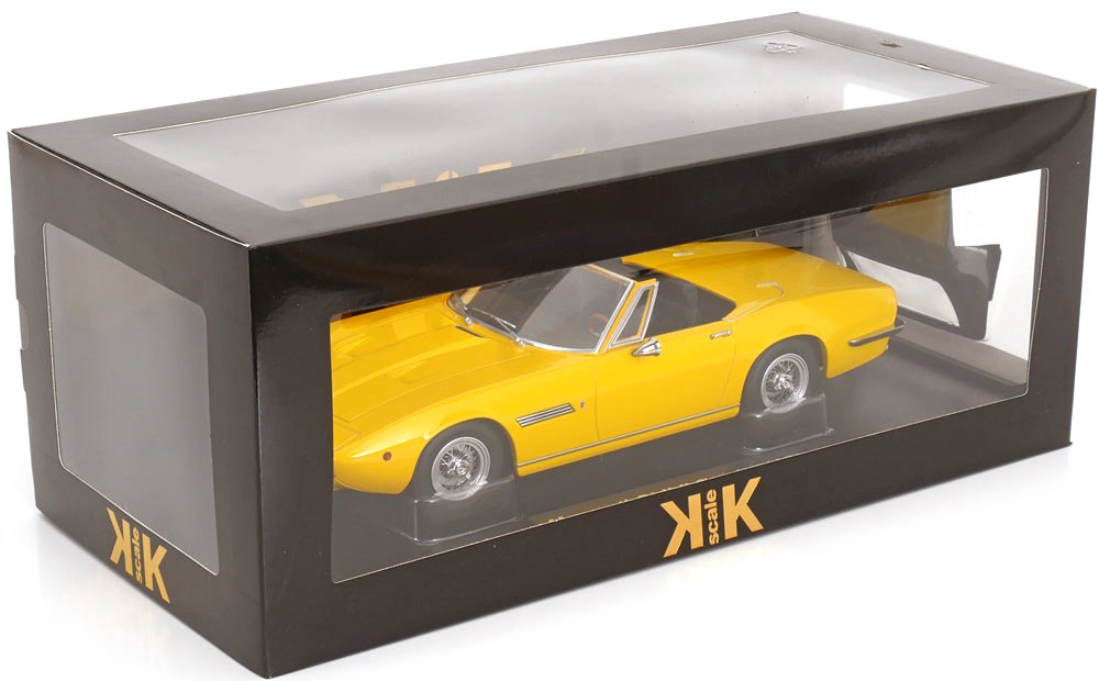 Maserati Ghibli Spyder 1970 yellow with Spoke Rims 1:18 KK Scale