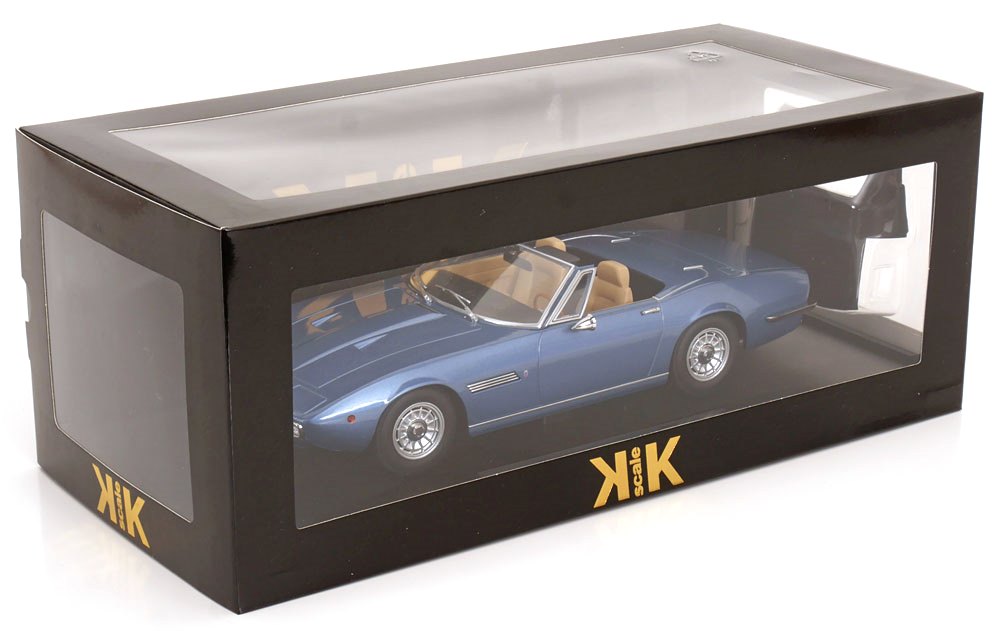 Maserati Ghibli Spyder 1970 light blue with Alloy Rims 1:18 KK Scale