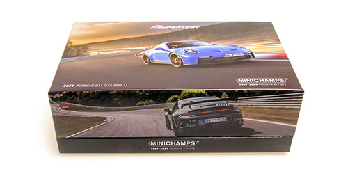 2 Cars Set - Porsche 911 (992) GT3 2021 shark blue & black Sport Auto 1:43 Minichamps