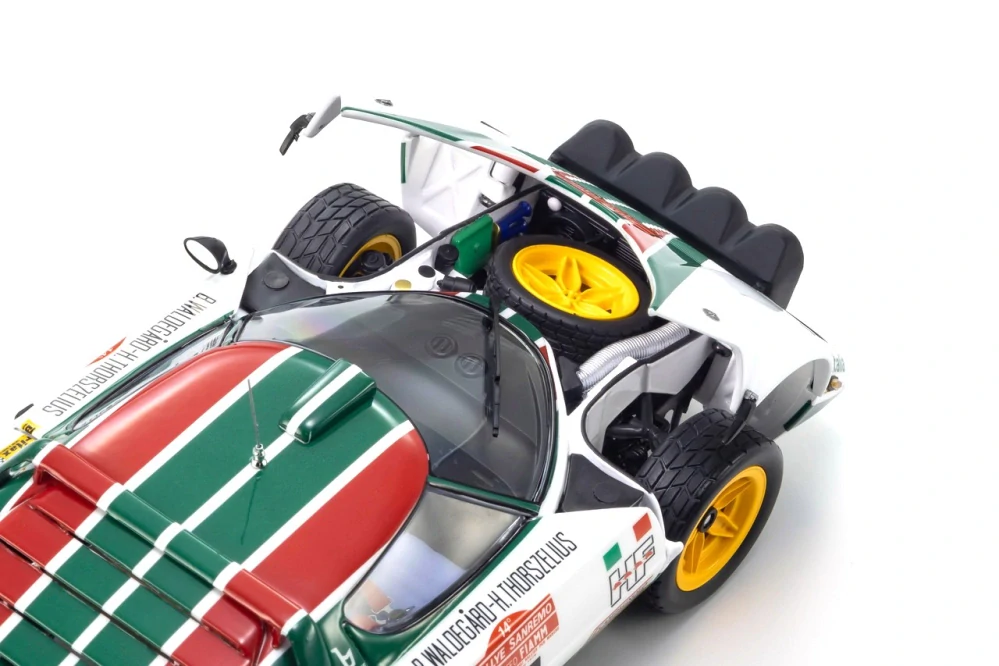 Lancia Stratos HF Alitalia #4 Waldegaard/Thorszelius Winner Rally Sanremo 1976 night version 1:18 Kyosho