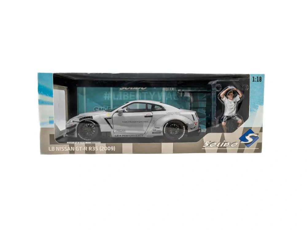Nissan Skyline GT-R (R35) (R35) W/ Liberty Walk Body kit 2.0 2024 grey 1:18 Solido