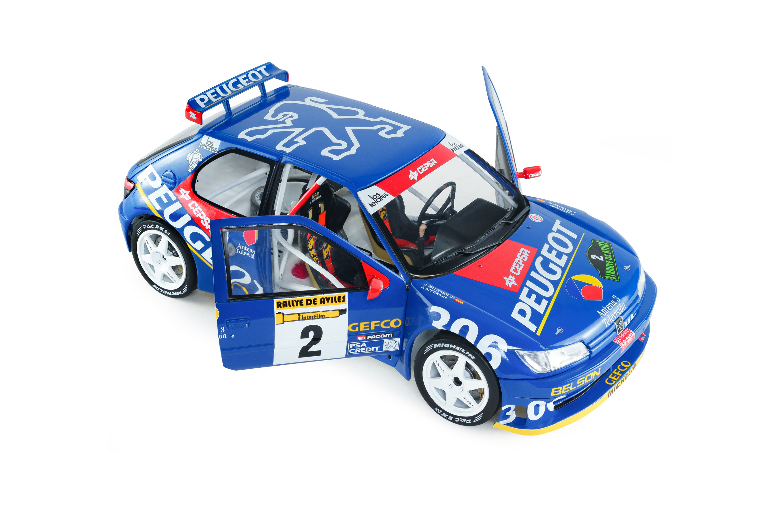 Peugeot 306 Maxi Blue #2 Ascona/Billmaier Rally de Aviles 1997 1:18 Solido