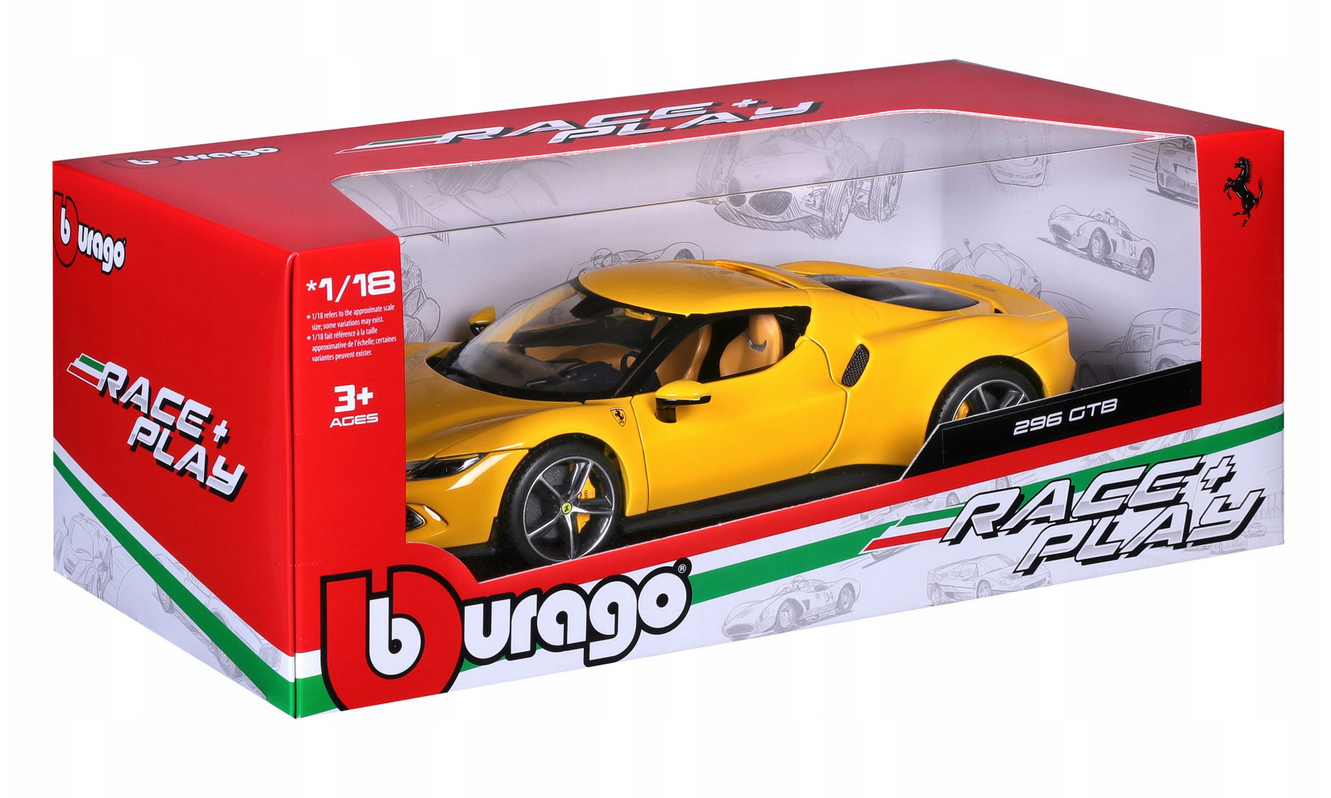 Ferrari 296 GTB 2023 yellow 1:18 Bburago