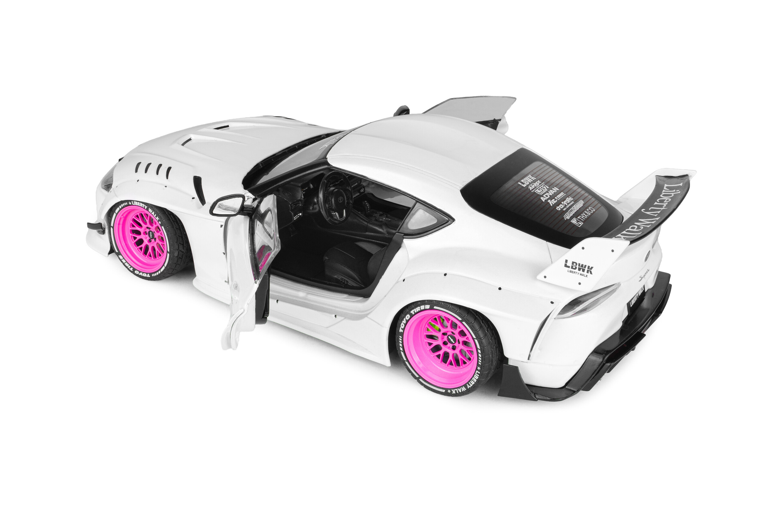 Toyota GR Supra Liberty Walk Body Kit 2025 white/pink 1:18 Solido