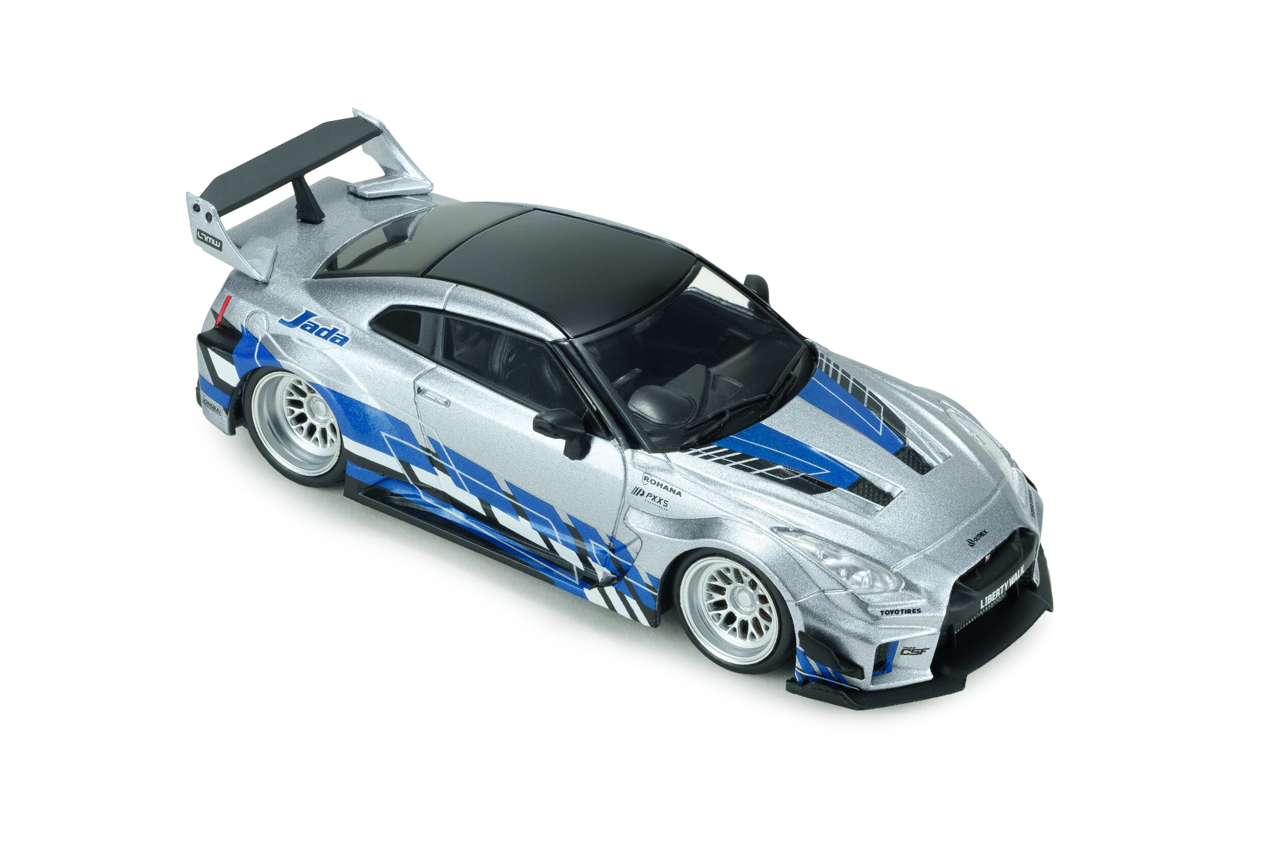 Nissan GT-R R35 Liberty Walk Silhouette 2020 silver/blue stripes 1:43 Solido