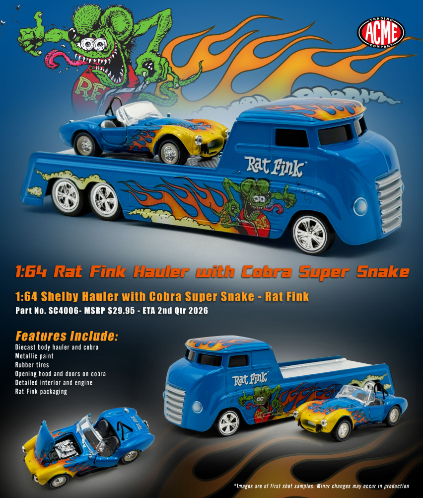 Rat Fink Hauler and Cobra Super Snake 1:64 Acme Diecast