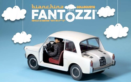 Autobianchi 4 Seats *TV-Series Fantozzi* 1975 with Figurines Fantozzi and Miss Silvani 1:18 CLC