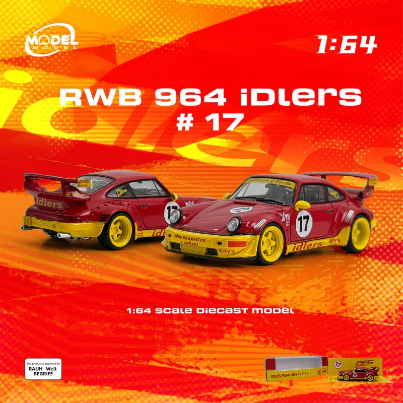 Porsche RWB 964 #17 Idlers Club red/yellow 1:64 ModelModel