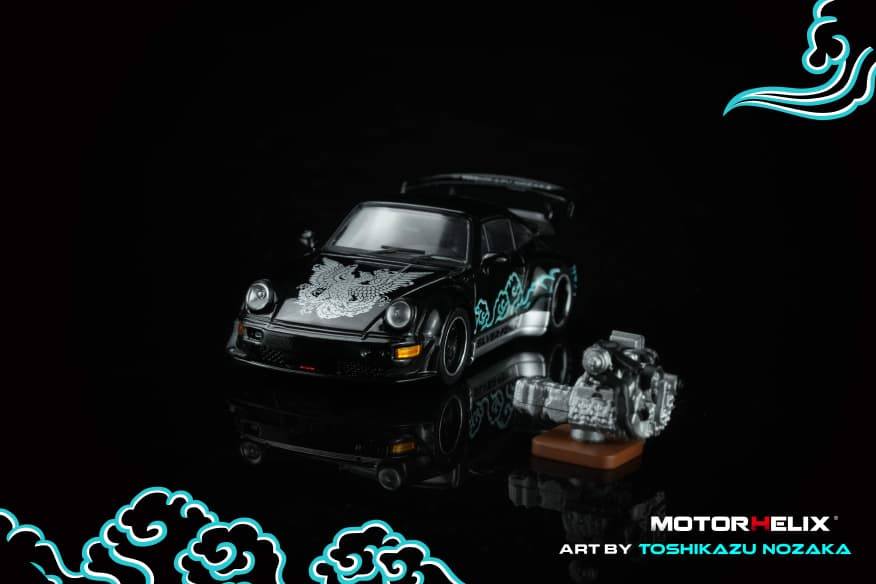 Porsche 911 996 RWB Coupe 2001 *Silver Fenix* black/silver 1:64 Motorhelix