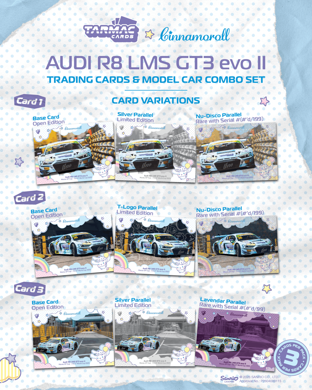 Audi R8 LMS GT3 Evo II Uno Racing #36 A.Fong Macau GT Cup - FIA GT World Cup 2025 + Diorama Base Plate + Card Set 1:64 Tarmac