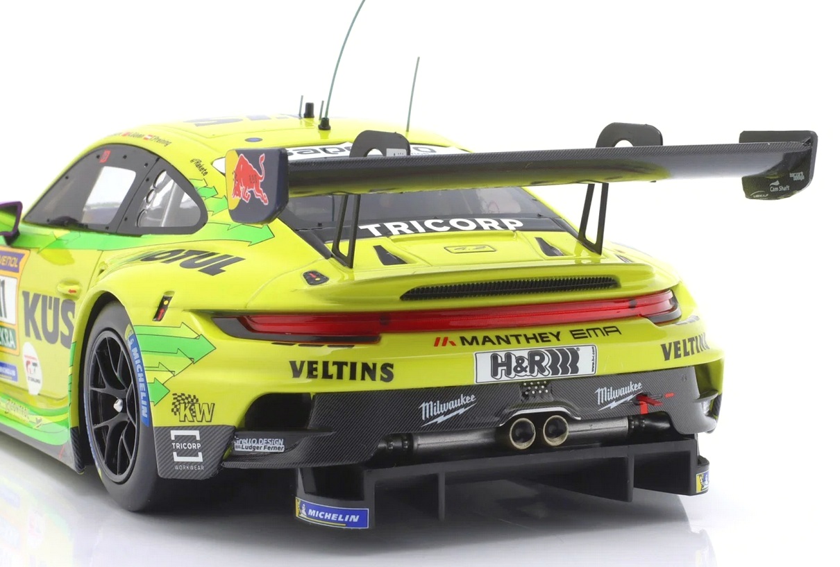 Porsche 911 GT3 R Manthey Grello #911 Estre/Güven/Preining 2nd 24H Nürburgring 2025 1:18 Ixo Models