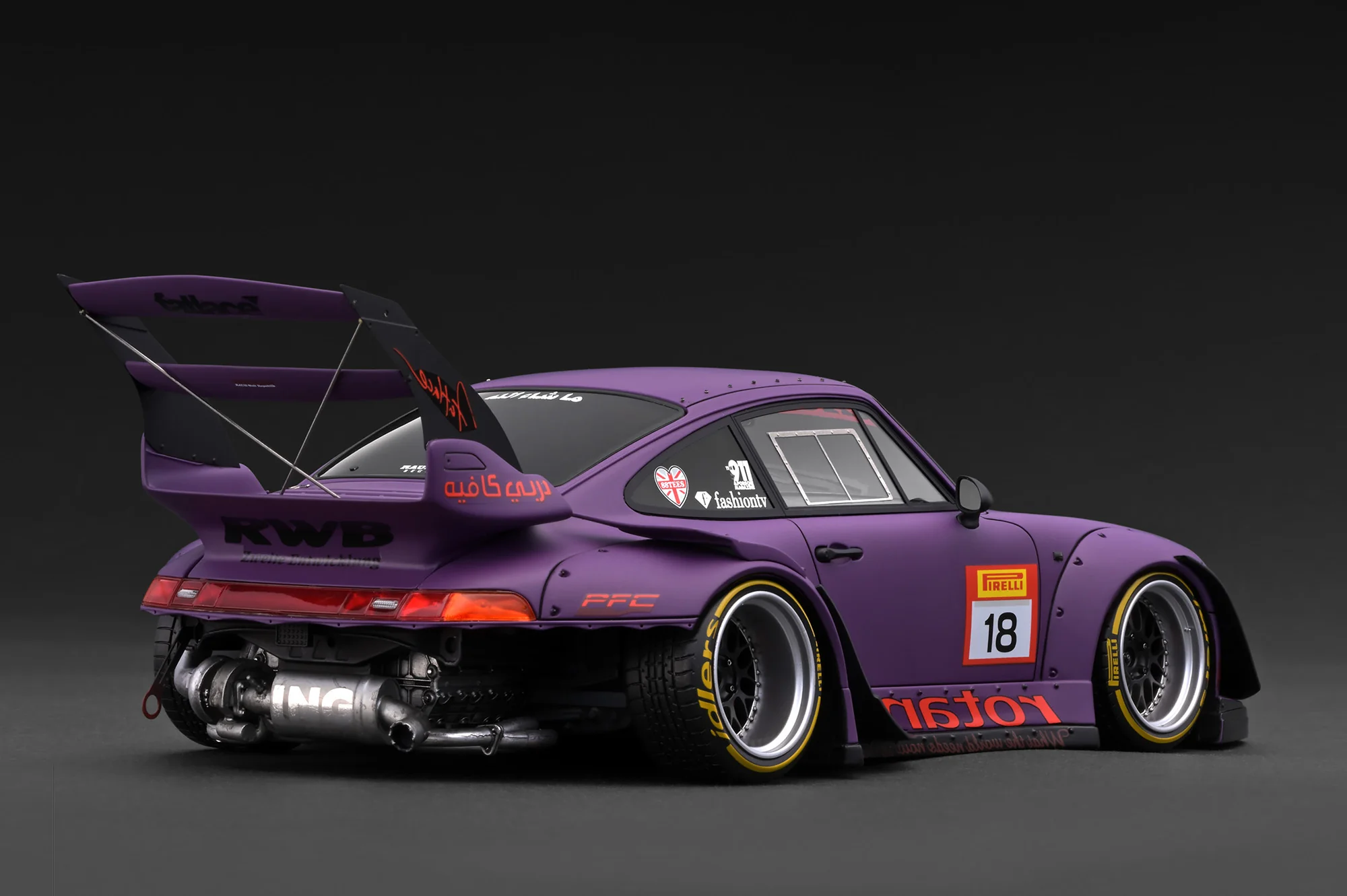 Porsche RWB 993 with Mr.Nakai matt purple 1:18 Ignition Model