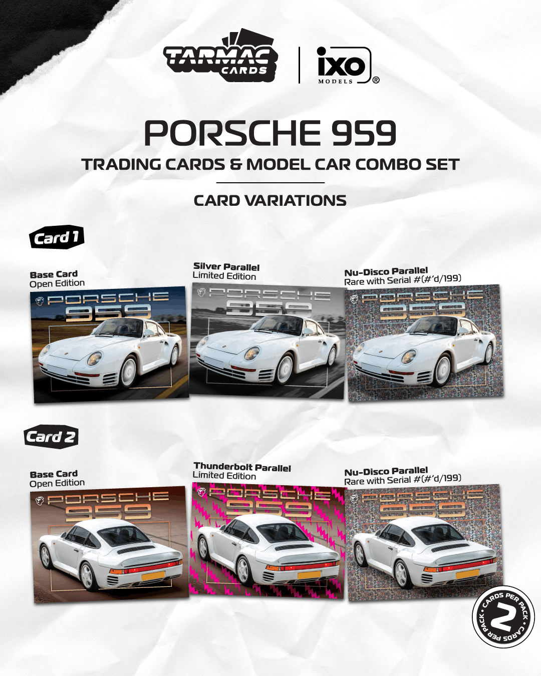 Porsche 959 1989 With Trading Card Combo Set white 1:64 Tarmac