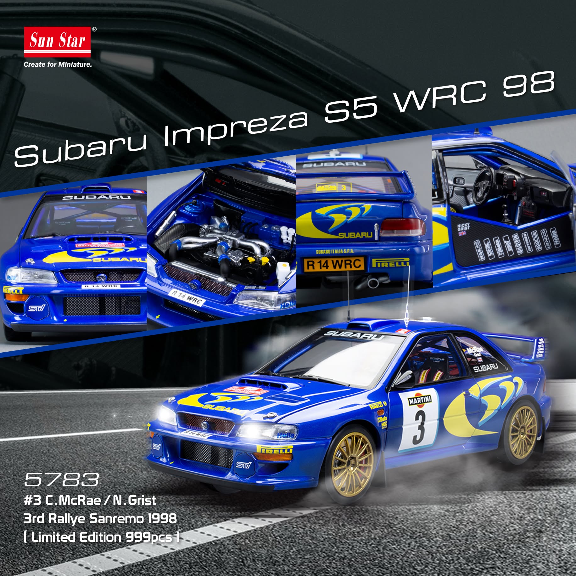 Subaru Impreza S5 WRC'98 #3 C.McRae/N.Grist 3rd Rally Sanremo 1998 1:18 Sun Star