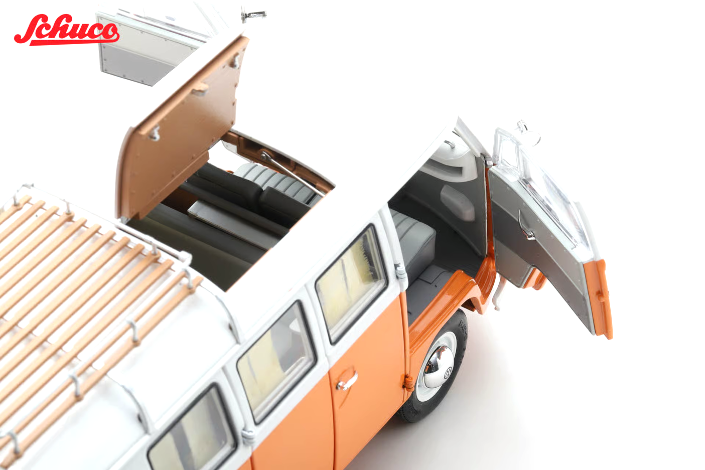 Volkswagen T1 Campingbus orange/white 1:18 Schuco