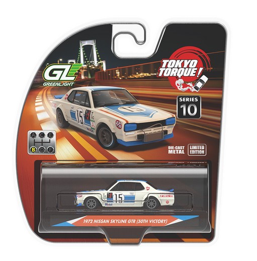 Nissan Skyline GTR (KPGC100) 1972 50th Victory *Tokyo Torque Series 10* 1:64 Greenlight
