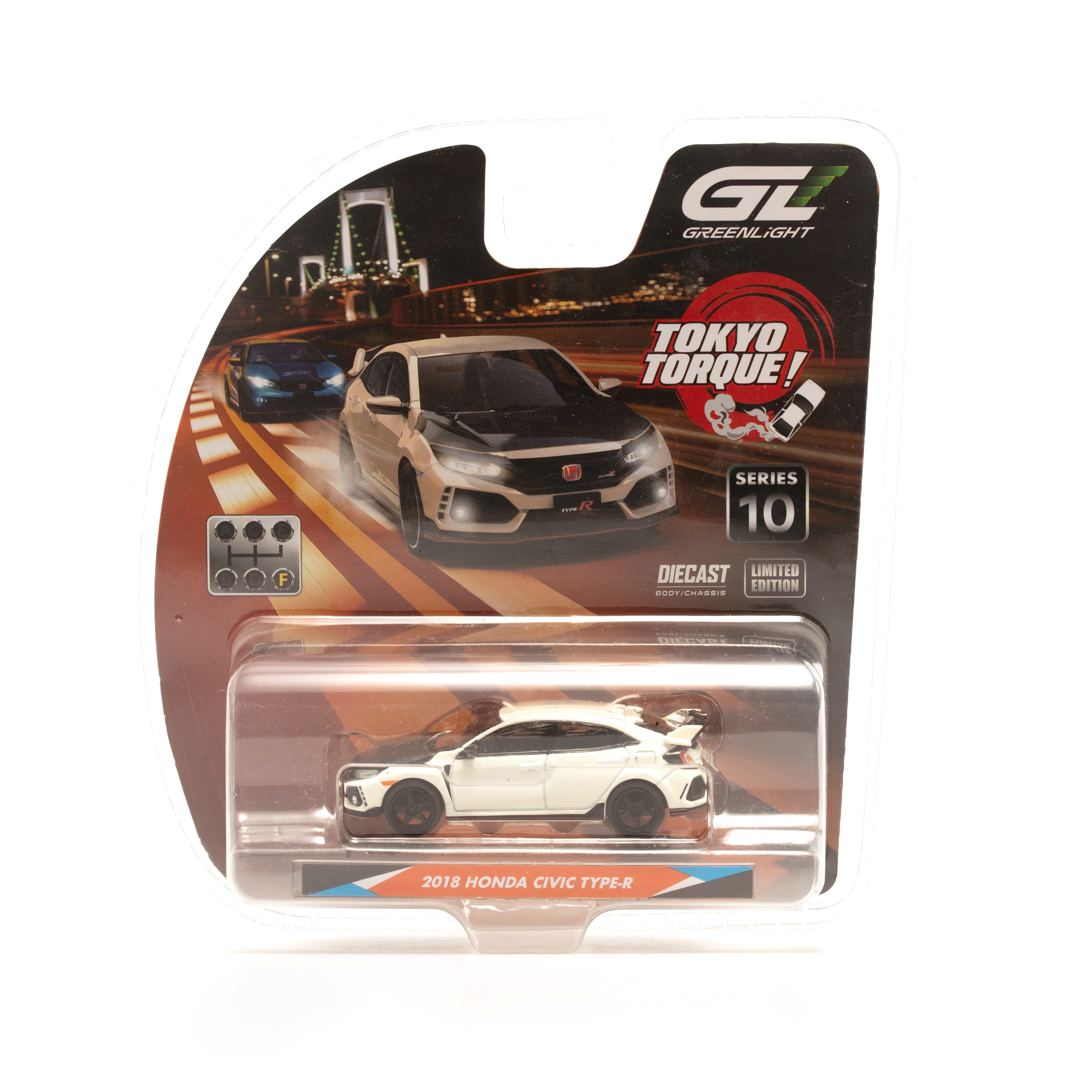 Honda Civic Type R (FK8) 2018 With Custom Wheels *Tokyo Torque Series 10* championship white 1:64 Greenlight