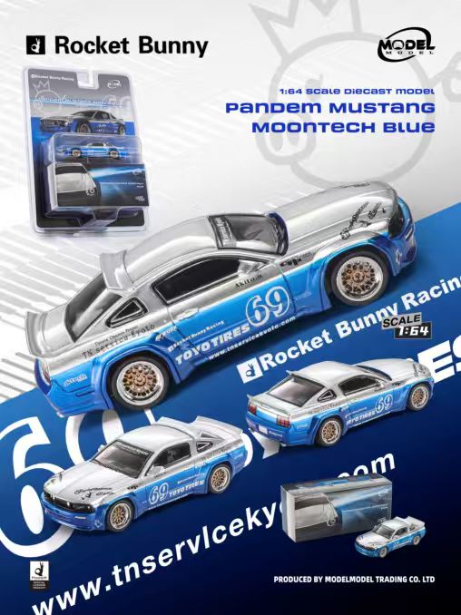 Ford Mustang Pandem Rocket Bunny moontech blue 1:64 ModelModel